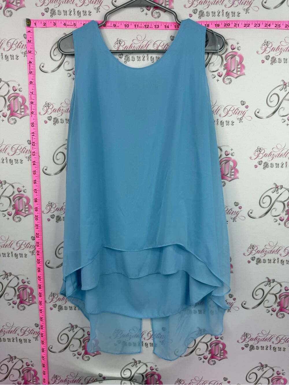 LAURA tank top flowy Light Blue Layered Chiffon Women's Skirt
